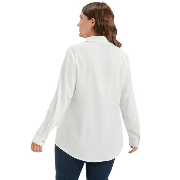 Bloomchic White Long Sleeve Collared Shirt Size 18/20 - Picture 2 of 5